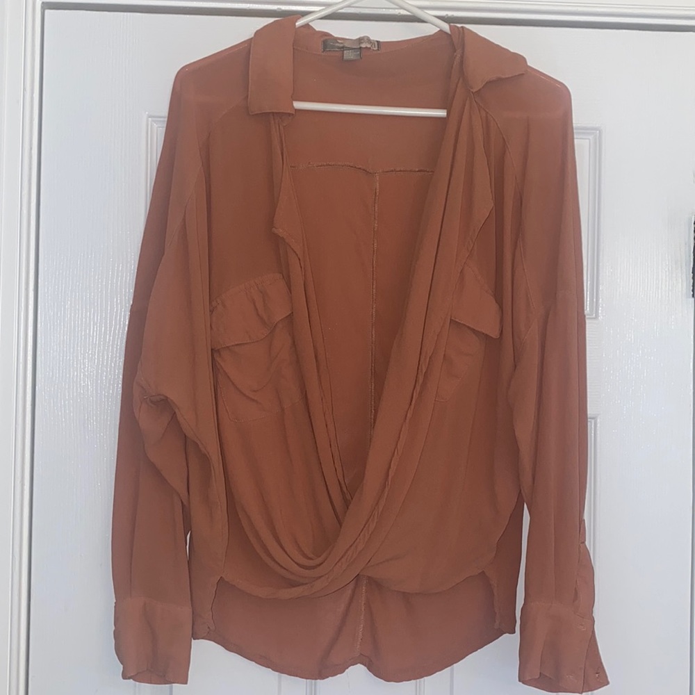 Orange button down forever 21 top